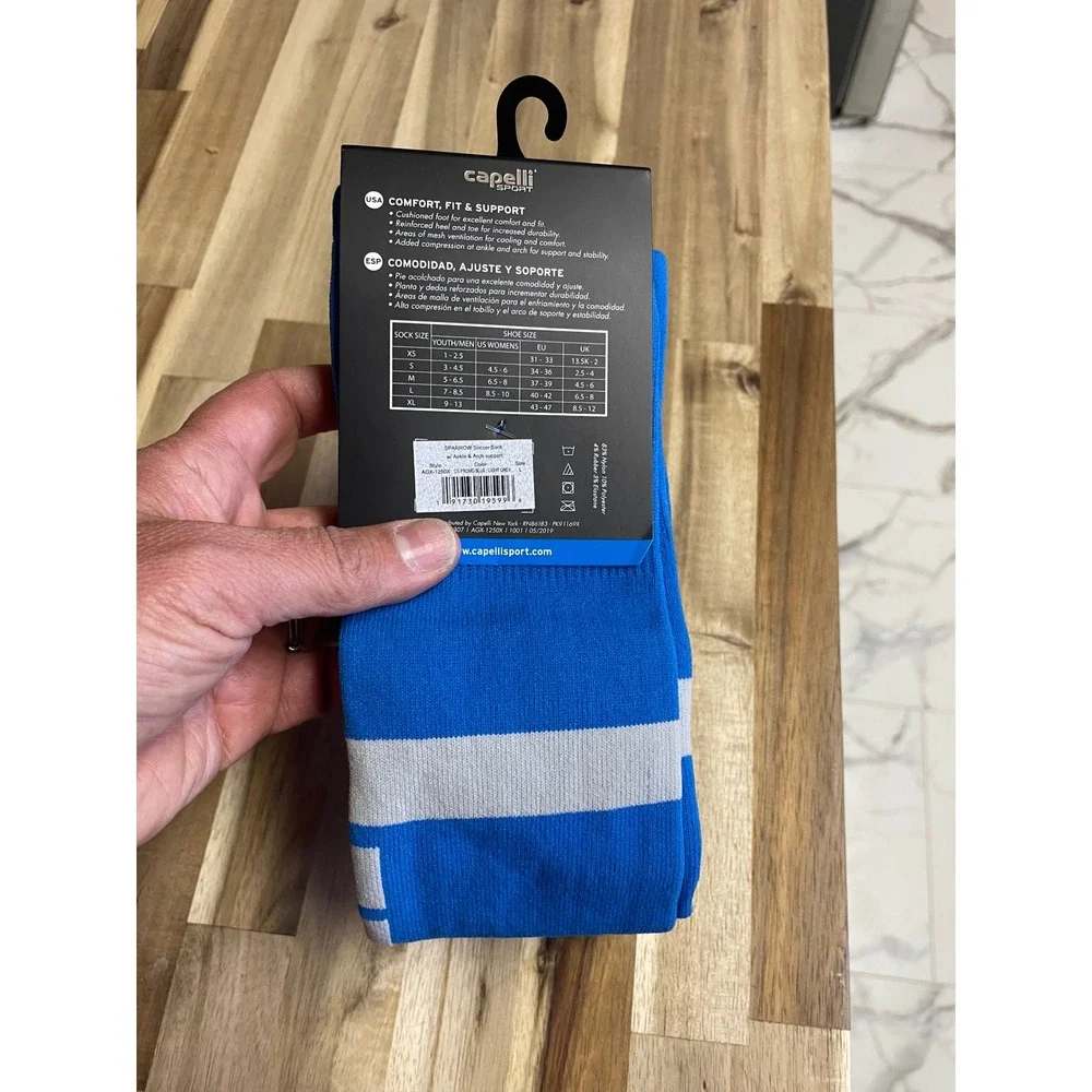 Capelli‎ Sport Sparrow Soccer Socks Blue Grey Mens Size L AGX-1250X New